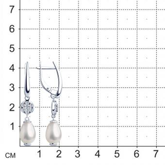 Серьги из серебра с жемчугом Swarovski и фианитами