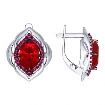 Sokolov SET 925 silver ladies ring and earrings with red rubies HTS