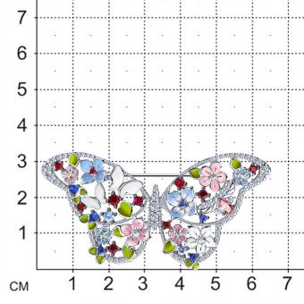 Серебряная брошь с эмалью и фианитами