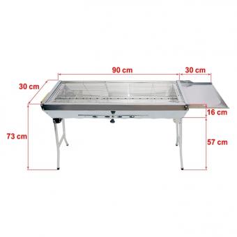Edelstahl-Holzkohlegrill "Stern 90" mit klappbaren Beinen, Länge 90 cm 