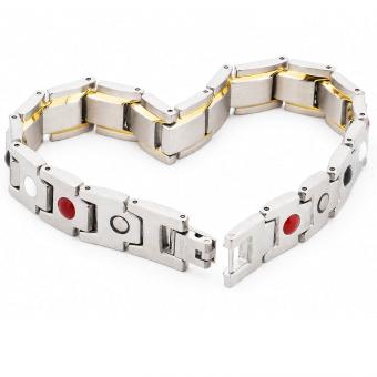 Vivalette Bioenergetisches Magnetarmband aus Edelstahl mit 18K Goldakzenten