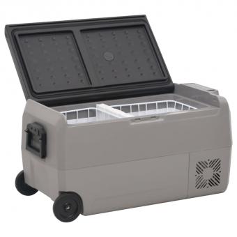 Kühlbox mit Rollen und Adapter Schwarz & Grau 50 L PP & PE