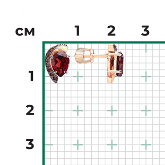 Ohrstecker aus Rotgold 585 mit Granat, Höhe ca. 12 mm