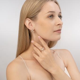 Schöne Ohrhänger, Russisches Rot-/Weißgold 585, Höhe ca. 18 mm