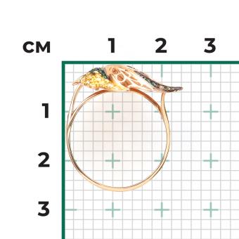 Damenring in Blattform aus 585 Rotgold mit Zirkonia, Breite ca. 20 mm