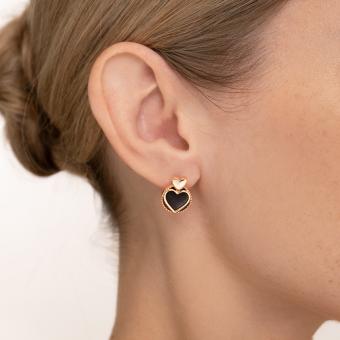 Ohrhänger, Russisches Rotgold 585, mit Onyx, Durchmesser ca. 12 mm, Höhe ca. 16 mm