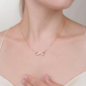 Fine necklace in 585 rose gold with infinity sign with zirconia and heart pendant 