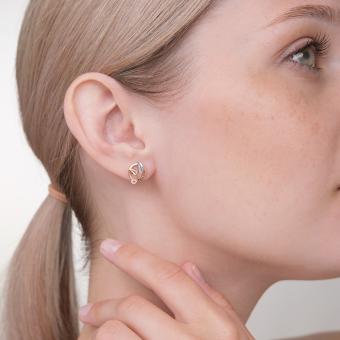 Stud earrings in 585 red/white gold, height approx. 12 mm, diameter approx. 10 mm