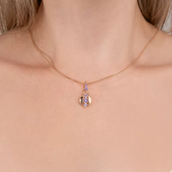 Fine pendant in rose gold 585 with amethyst, approx. 24 mm