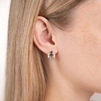 Ohrringe aus 585er Rot-/Weißgold mit Topasen, Höhe ca. 20 mm, Ø ca. 11 mm