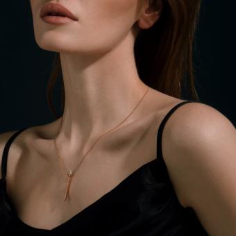 Elegant pendant, russian red gold 585, with zirconia, height approx. 38 mm