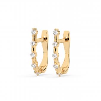 Earrings, red / white and yellow gold 585, with brilliant-cut diamonds approx. 0,20 ct. GSI, height approx. 17 mm