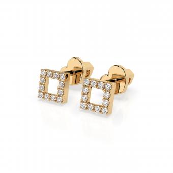Stud earrings, red / white and yellow gold 585, with brilliant-cut diamonds approx. 0,14 ct. GSI