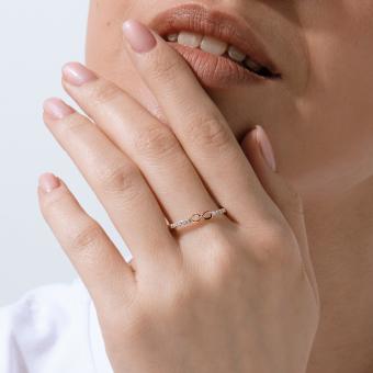 Damenring aus Russischem Rotgold 585 mit Zirkonia