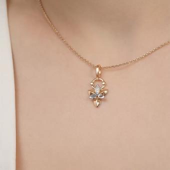 Pendant, 585 Russian red/white gold, with 3 diamonds approx. 0,01 ct. HSI, height approx. 23 mm