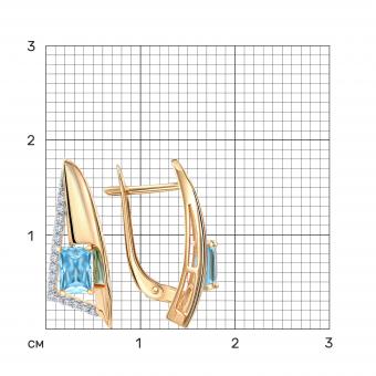 Earrings in rose gold 585 with Swiss blue topaz in a modern geometric design