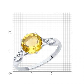 Damenring, Silber 925, mit Citrin - Durchmesser ca. 8 mm und Zirkonia
