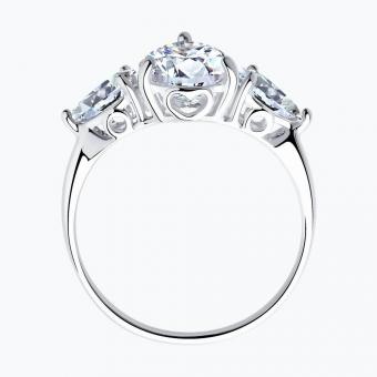 Damenring aus Silber 925 mit Zirkonia, Größe des zentralen Steins ca. 7x10 mm