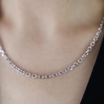 Цепочка из серебра 925 пробы, ширина ≈ 4 мм, вес в 50 см ≈ 20,20 гр.