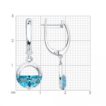 Ohrringe aus Silber 925 mit blauem Zirkonia in Halbmondform, ca. 29 mm