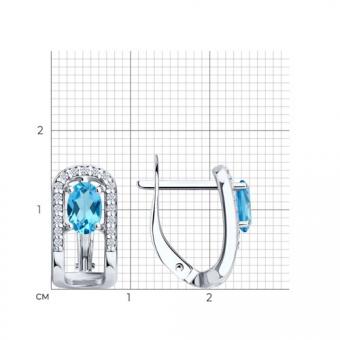 Ohrringe, Silber 925, mit Topas Swiss - Größe ca. 6x4 mm und Zirkonia, Breite ca. 8 mm, Höhe ca. 16 mm