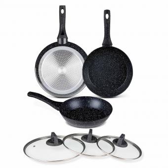 Kaufbei Pfannen-Set mit Glasdeckeln – 3-teilig (20, 24, 28 cm)