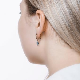 Золотые серьги 585 пробы с миксом камней