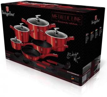 B-Ware Berlinger Haus Kochgeschirr, 15-teiliges Induktion Set in burgunderrot