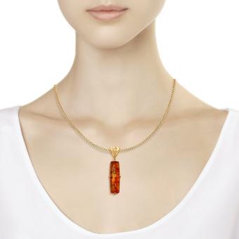 Подвеска из позолоченного серебра 925 пробы с янтарём