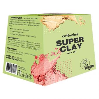 café mimi gift set Super CLAY 3 face masks+peeling+face cream, 130 ml