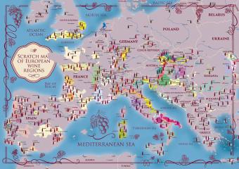 Rubbel-Karte "Weinregionen in Europa" in der Tube (42x30cm, Englisch)