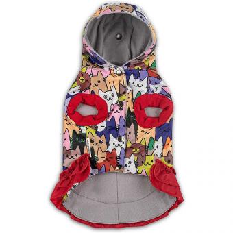 Дождевик с капюшоном и милой юбочкой для собак, с ярким принтом
