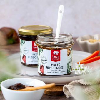 Bio Pesto Russo Rosso mit Bärlauch und Paprika, 98% Rohkost, 165 ml
