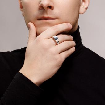 Sokolov Печатка из серебра с эмалью с фианитами​