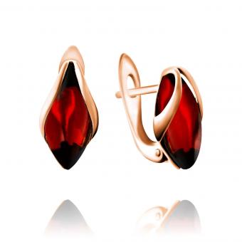 Earrings in gold-plated 925 silver with amber stones