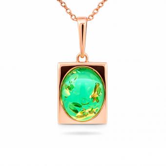 Позолоченный ювелирный комплект из серебра 925 пробы с овальным янтарем в квадрате