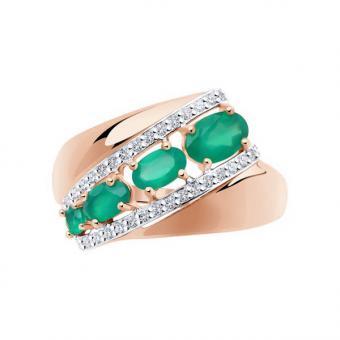 Sokolov ladies' ring in 585 rose gold with agates and zirconia