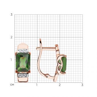 Sokolov Серьги из золота 585 пробы с зелёными ситаллами и фианитами