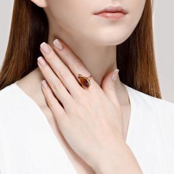 Sokolov ladies' ring in 585 rose gold with an amethyst and sitall