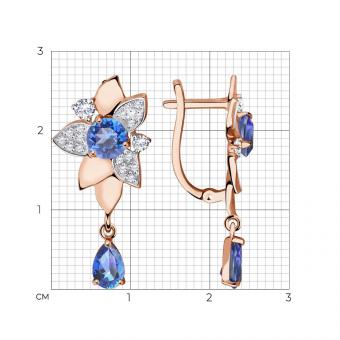 Sokolov Серьги из золота 585 пробы с топазами и фианитами