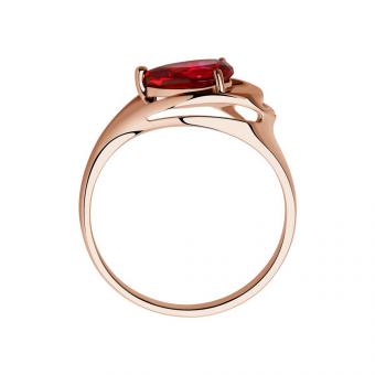 Sokolov Кольцо из красного золота 585 пробы с красным синтетическим рубином и фианитами