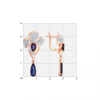 Sokolov Серьги из золота 585 пробы с сапфирами (синт.) и фианитами