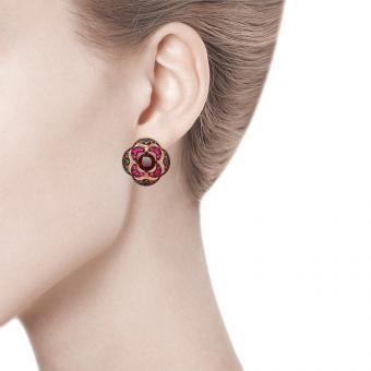 Sokolov Ohrringe aus 925 Silber vergoldet mit Granat und Zirkonia