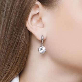 Sokolov Серьги из серебра 925 пробы с горным хрусталём и фианитами