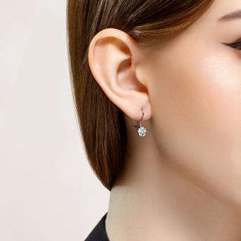 Sokolov earrings flower in 925 silver with cubic zirconia and enamel