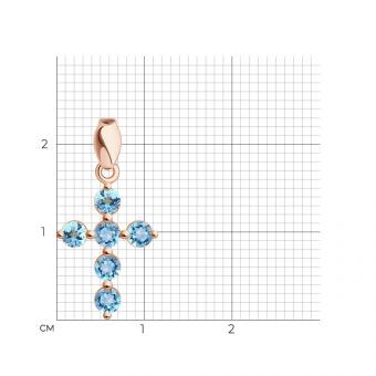 Sokolov Подвеска-крест из красного золота 585 пробы с топазом Swiss
