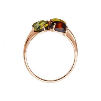 Diamant Damenring aus vergoldetem 925 Silber mit Bernstein-Mix