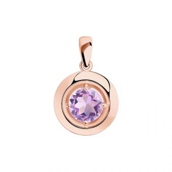 Diamant Set: Ohrringe und Anhänger aus vergoldetem 925 Silber mit Amethyst