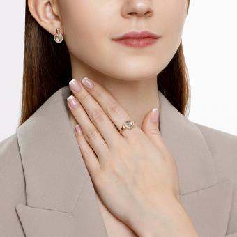 Sokolov ladies' heart-shaped ring in 585 rose gold with mother-of-pearl and diamonds