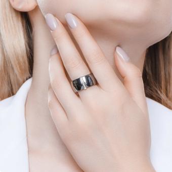 Sokolov Кольцо из керамики цвета металлик с золотом 585 пробы и бриллиантами